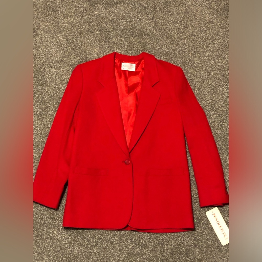 NWT Vintage Women's Pendleton Wool Blazer Size Red Single Button Size 6 S/M